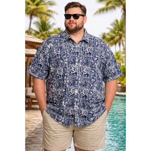 Rum Reggae Mens Batik‎ Sea Turtle Tiki Hawaiian Shirt 3XL Aloha Camp